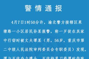 重庆市二中院原副院长被小偷杀害 嫌犯已被刑拘