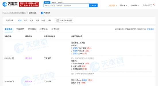 [京东]刘强东卸任京东法定代表人、执行董事、总经理