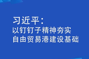 习近平：以钉钉子精神夯实自由贸易港建设基础