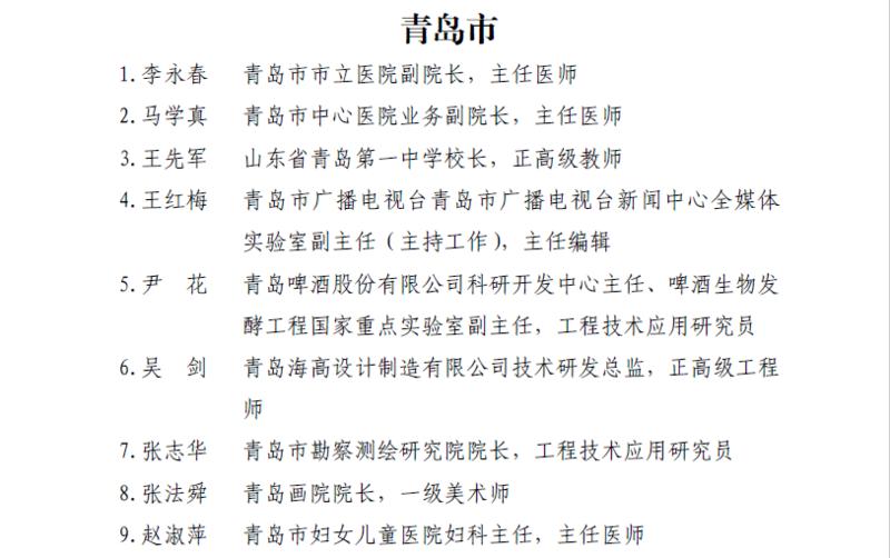 公示公示啦！青岛要推荐这些人享受政府特殊津贴