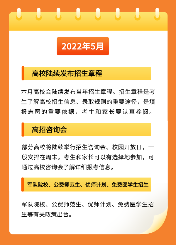 2022阳光高考月历来啦！请查收